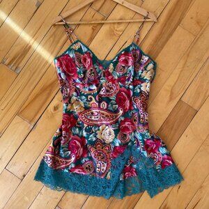 Vintage Victoria Secret-Esque Vintage 2pc Slip + Robe Silky Flora
